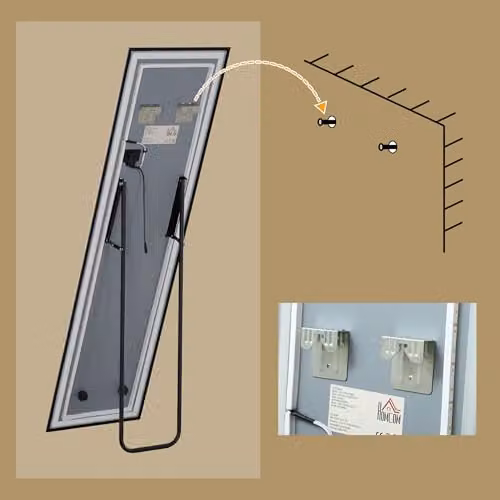 HOMCOM Full Length Free Standing Mirror with Dimmable LED Lights, Black, H 150 cm x W 40 cm – 7