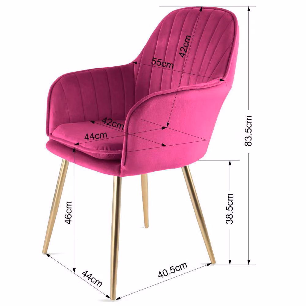 Genesis Muse Pink Velvet Fabric Tub Chair with Metal Frame and Armrests – 2