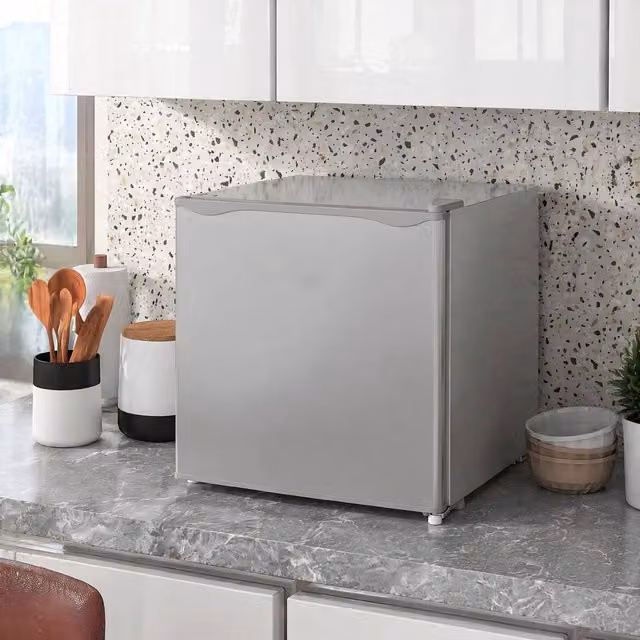 STILVORA 35L Mini Upright Compressor Freezer in Grey with Reversible Door