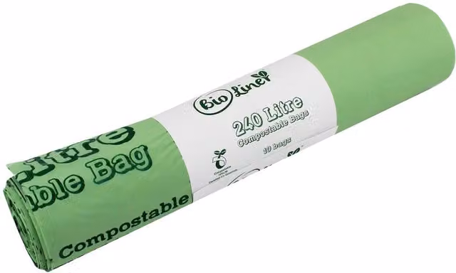 BioLiner Green Compostable Large Wheelie Bin Bags 240 Litre
