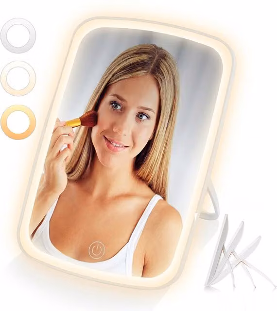 LIVIVO Rechargeable LED Tabletop Cosmetic Mirror in White