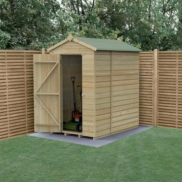 Beckwood Classic Apex Wood Shed in Brown with Double Doors and Base