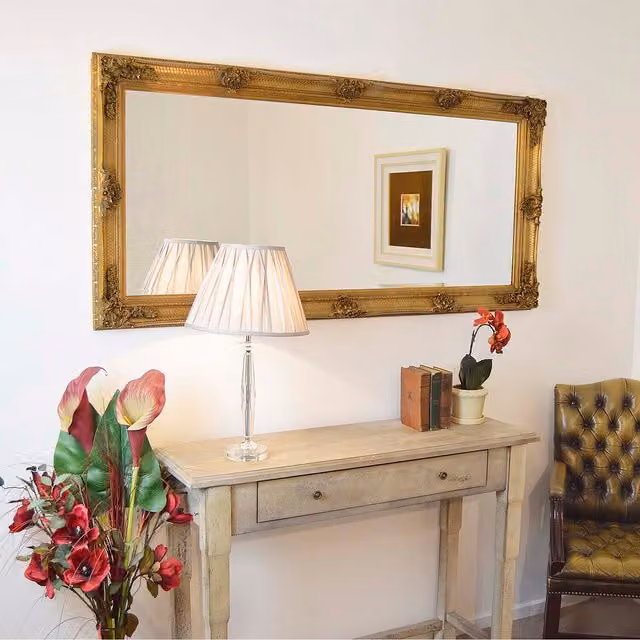 MirrorOutlet Abbey Large Antique Gold Full Length Wall Mirror, W: 78 cm, H: 175 cm