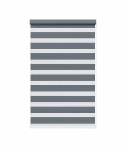 New Edge Blinds Grey Zebra Day and Night Roller Blind, W: 125 cm, H: 165 cm