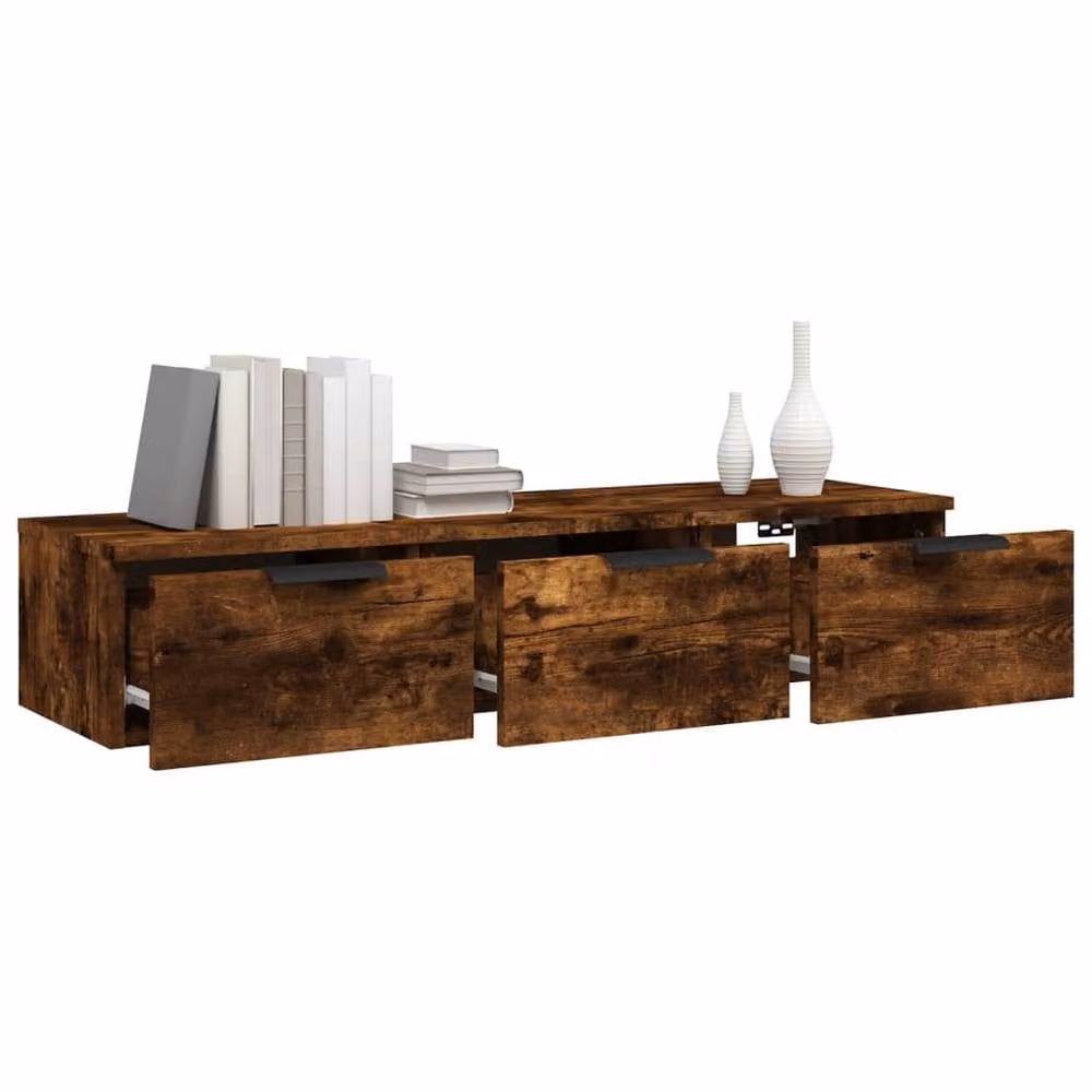 Berkfield Home Smoked Oak Wall Cabinet in Brown, W/D/H: 102 x 30 x 20 cm – 3
