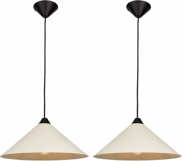 First Choice Lighting Set of 2 Fontana Modern Metal Pendant Lights in Beige and Black, Diameter: 40 cm – 1