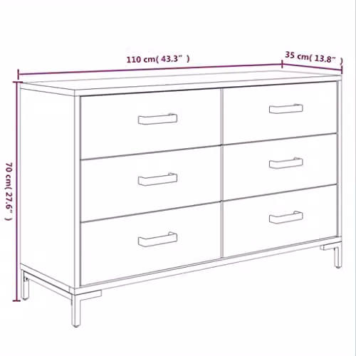 Bussandri Modern Black Solid Recycled Pinewood Sideboard W/D/H: 110 x 35 x 70 cm – 3