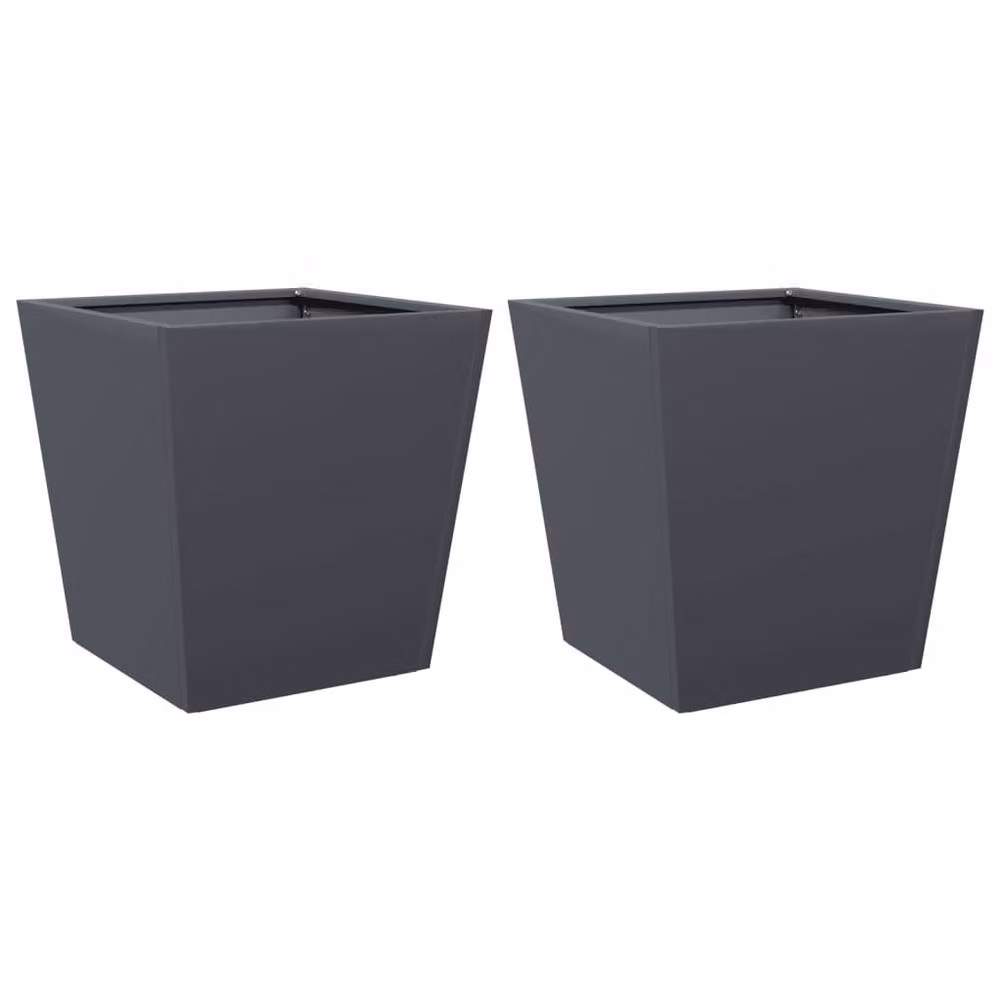 Berkfield Home Garden Steel Planter Tubs, Anthracite, 2 Pack, W/D/H: 40 x 40 x 40 cm – 2