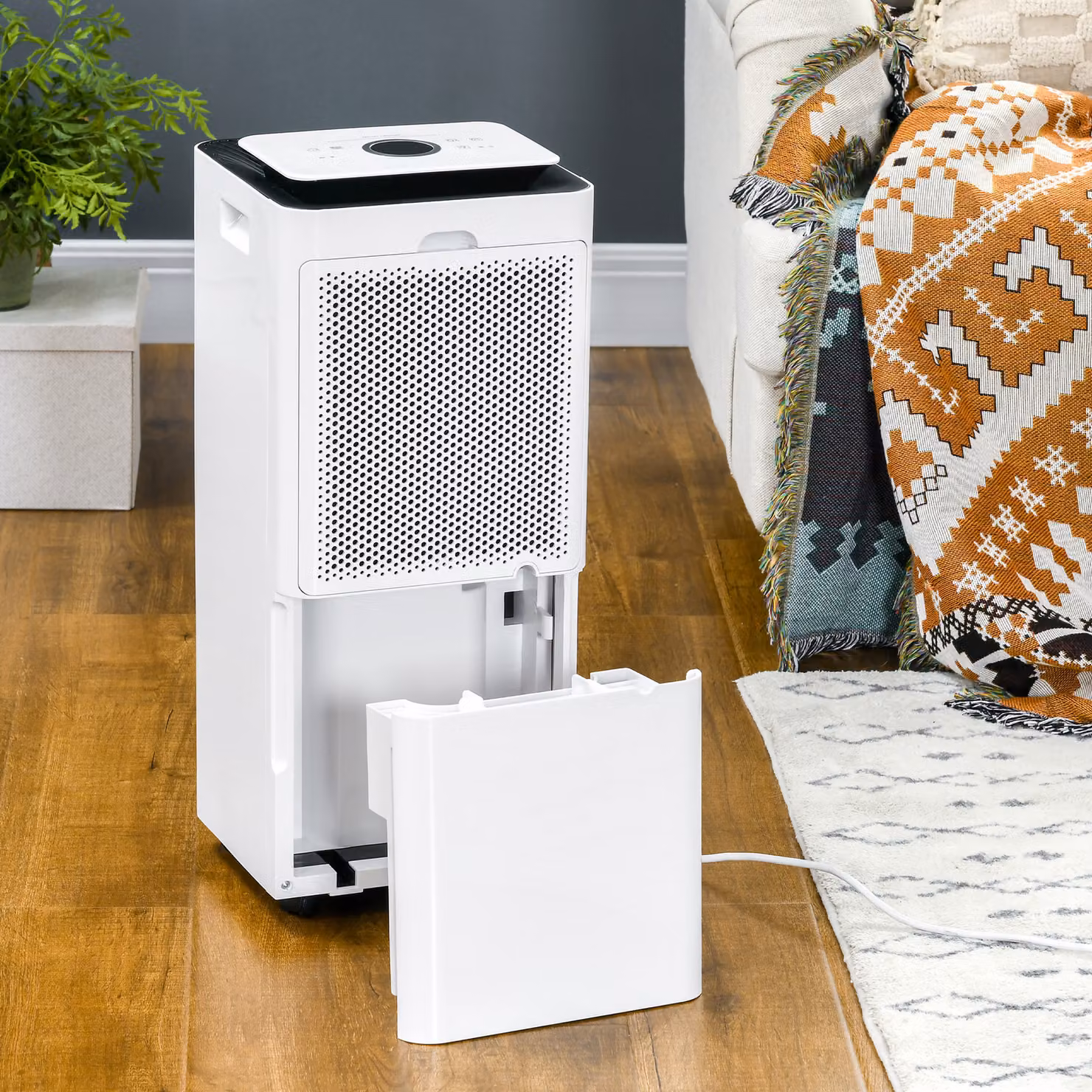 HOMCOM White Portable Dehumidifier with 16L/Day Capacity, Air Filter, 24H Timer and 5 Modes – 6