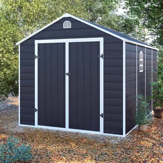BillyOh Ashford Apex Plastic Garden Storage Shed with Foundation Kit in Grey