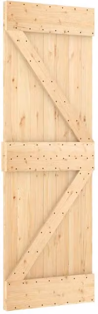 Berkfield Home Rustic Solid Wood Pine Sliding Door with Hardware Set, W/H: 70 x 210 cm, Light Tan