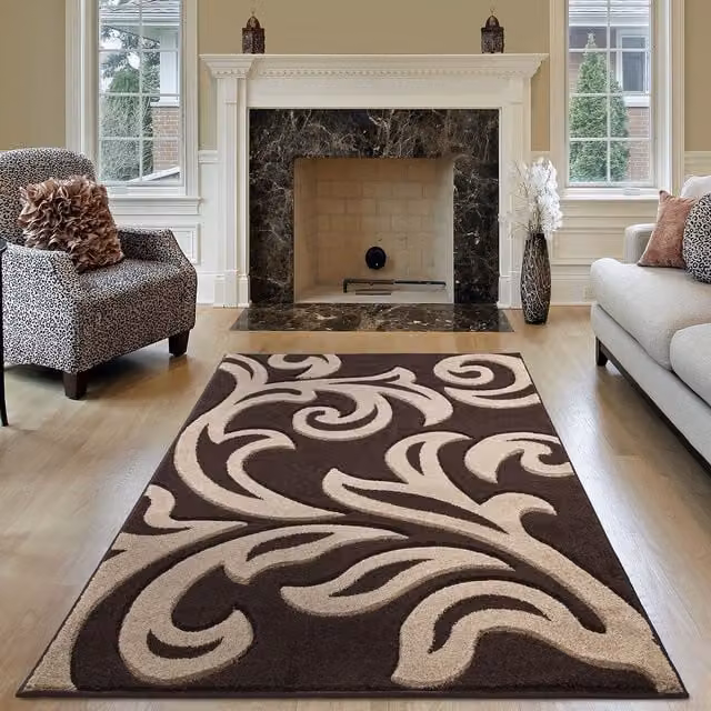 Smart Living Florence Modern Hand Carved Area Rug in Light Brown, W: 80 cm, L: 150 cm