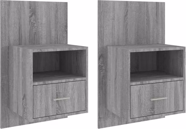 Berkfield Home Wall-mounted Bedside Cabinets, 2 Piece Set in Grey Sonoma