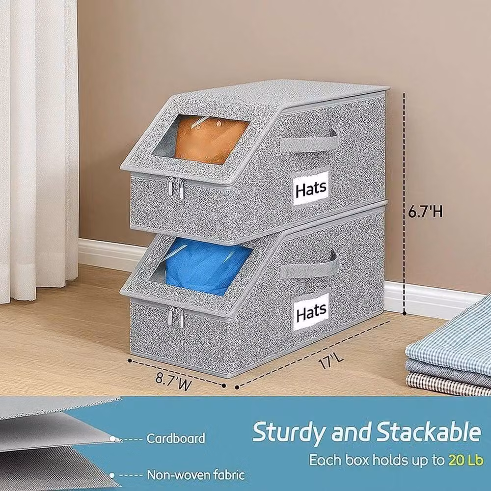 NESTLUNE Large Capacity Hat Storage Box and Organiser in Grey – 2
