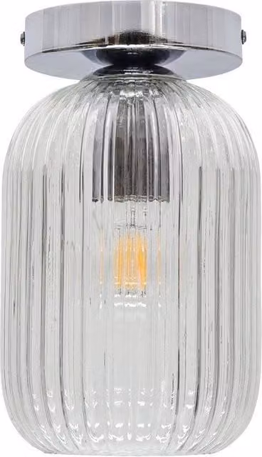 First Choice Lighting Batley Chrome Ceiling Light Fitting with Transparent Ribbed Glass