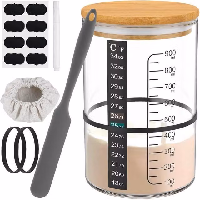 SPETLEK Large Capacity Sourdough Starter Glass Jar in Transparent – 1