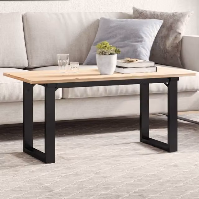 Berkfield Home O-Frame Coffee Table Legs in Black Steel, W/D/H: 80 x 40 x 43 cm