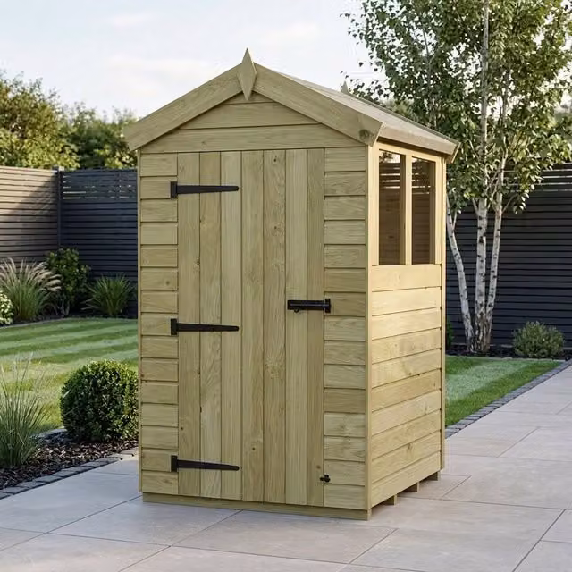 Total Sheds Modern Pine Apex Gable Shed in Green and Black