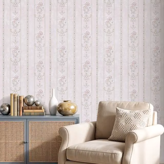 Lifeideas 3D Embossed Non-Woven Floral Botanical Wallpaper in Pink