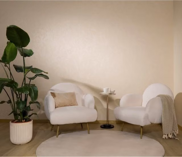 Elle Decoration Floral Echo Embossed Botanical Vinyl Wallpaper in Cream and Beige