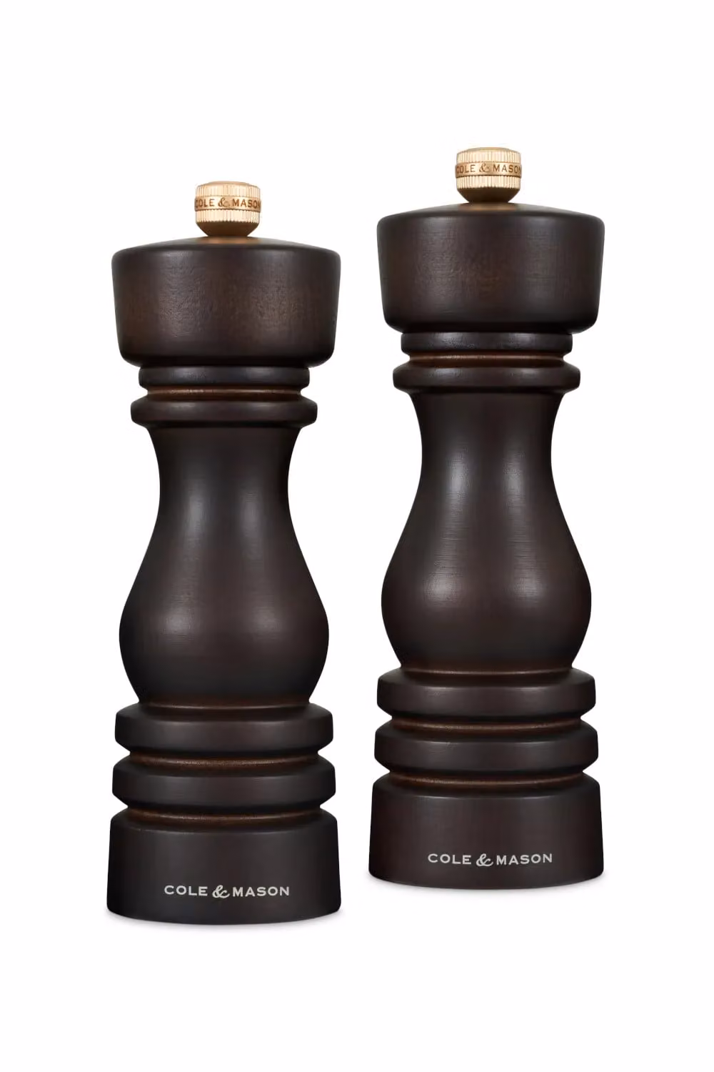 Cole & Mason London Chocolate Wood Salt and Pepper Mill Set, Black, H: 18 cm – 3