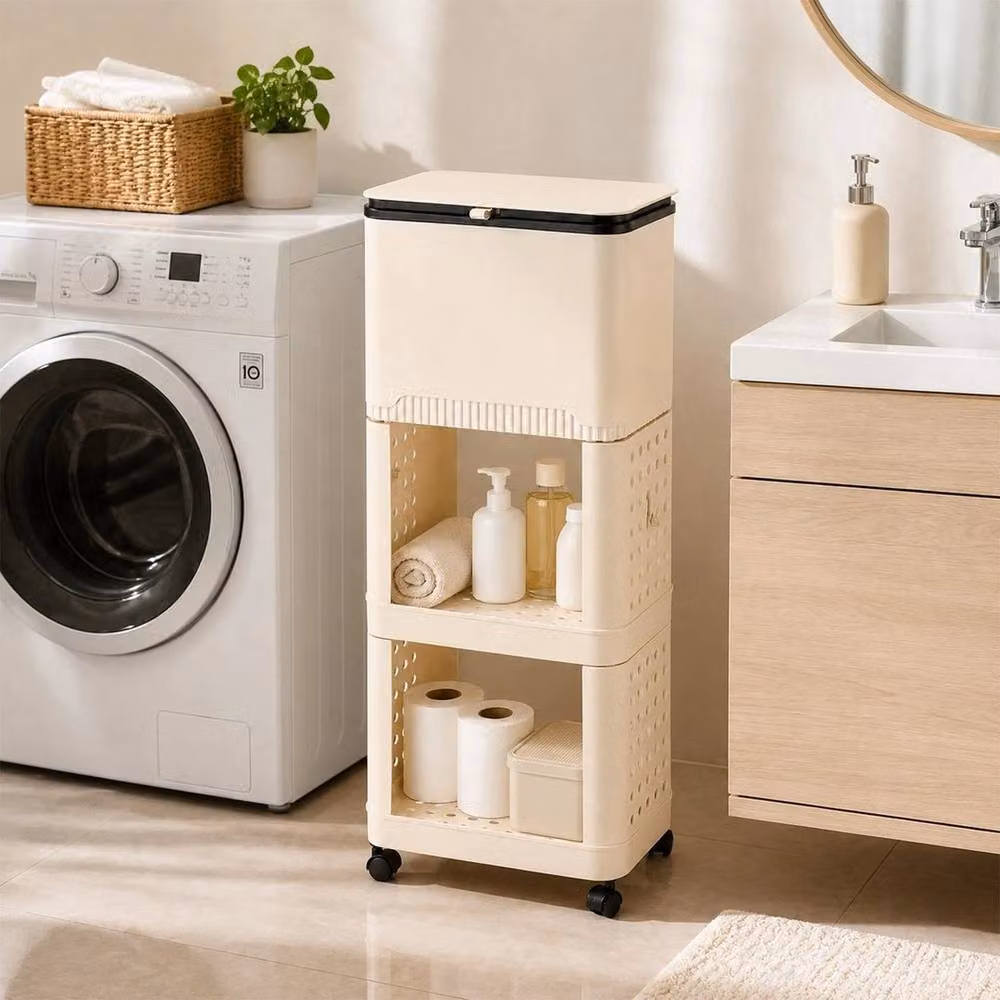 Kelvenix Multi-Purpose 37L Kitchen Trash Can with Flip Lid in Beige – 2