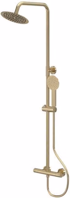 Nuie Gold Thermostatic Shower Bar Valve Rigid Riser Kit with Handset