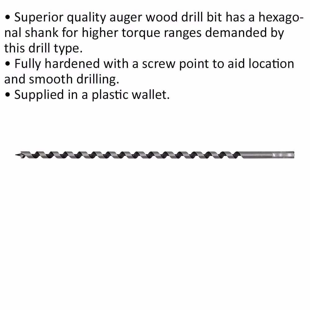 Loops Silver Hardened Auger Wood Drill Bit with Hexagonal Shank, Diameter: 12 mm, Length: 460 mm – 2