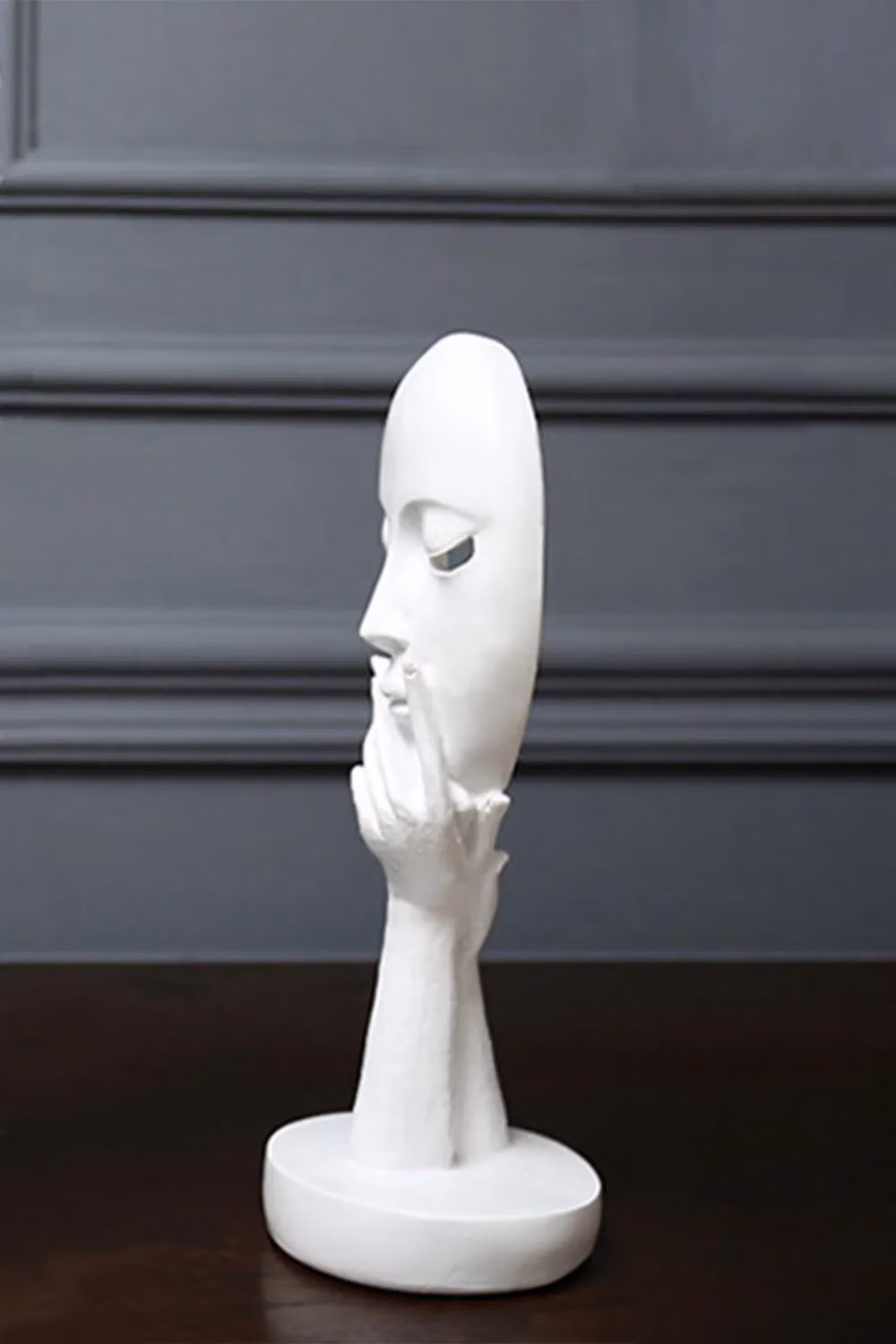 Living and Home White Modern Meditation Figurine for Home, Office and Study Decor, H 29 cm x W 10 cm x D 1 cm – 3