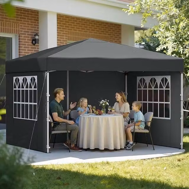 SONGMICS Portable Folding Sun Protection Tent with Side Walls, Anthracite Grey, UPF 50+