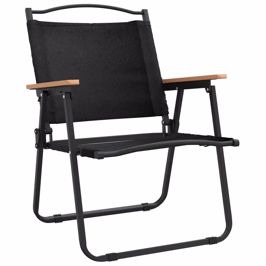 Berkfield Home Set of 2 Black Camping Chairs with Armrests in Oxford Polyester Fabric, W/D/H: 54 x 55 x 78 cm – 3