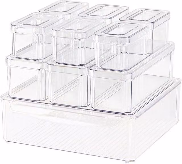EONLION Set of 10 Stackable Clear Plastic Fridge Organisers, 100 cm – 1