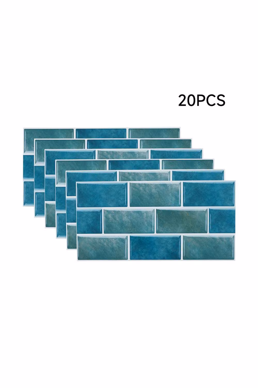 Living and Home 20Pcs Self-Adhesive Blue Subway Brick Effect Wall Tile Splashback – 2