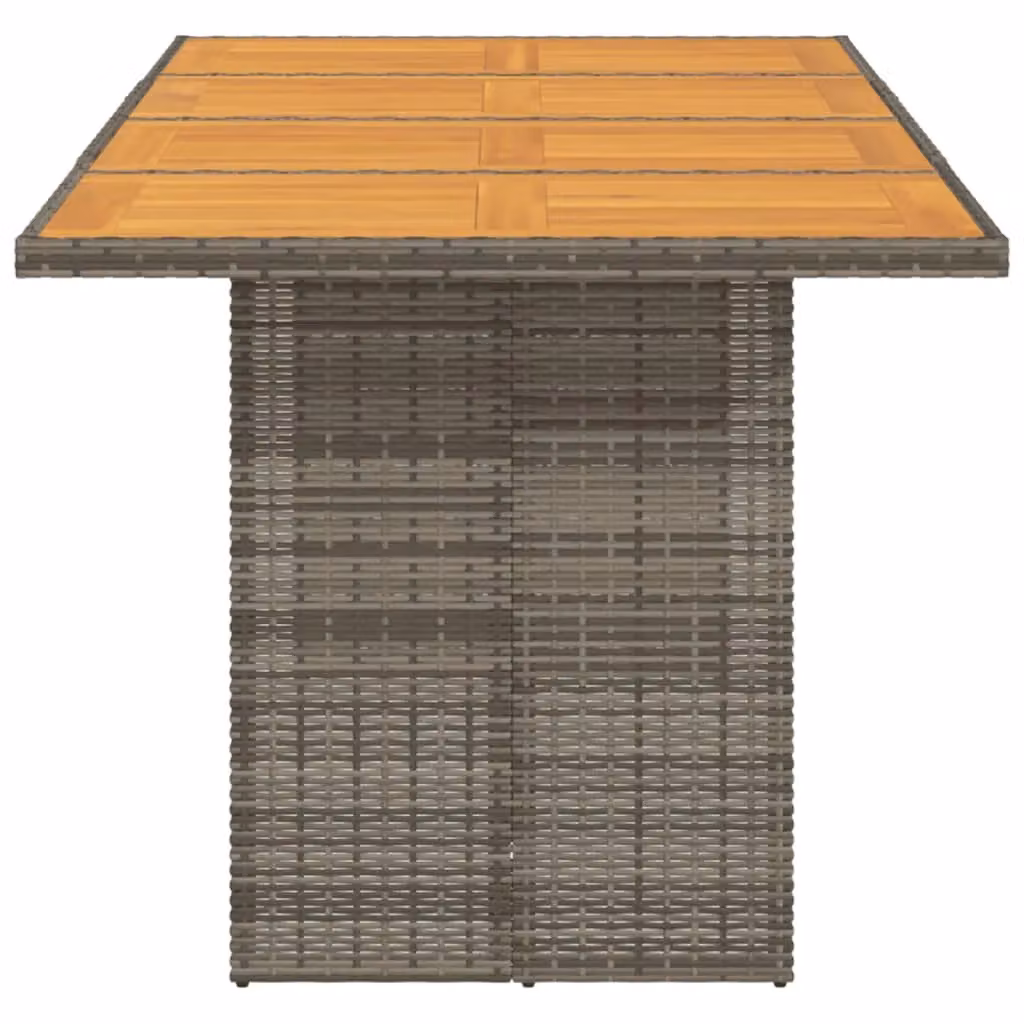 Berkfield Home Garden Table with Grey Poly Rattan and Acacia Wood Top, W/D/H: 190 x 80 x 74 cm – 3