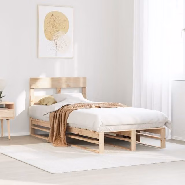 Berkfield Home Solid Wood Pine Bed Frame in Brown, W/D/H: 90 x 200 cm