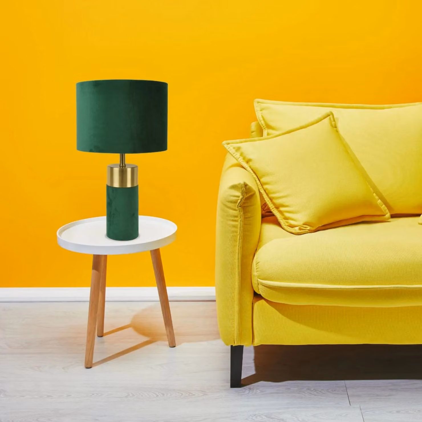 First Choice Lighting Green Velvet Table Lamp with Gold Brass Detail – 2