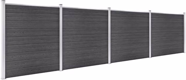 Berkfield Home WPC Fence Panel Set, Black, W: 699 cm, H: 186 cm – 1