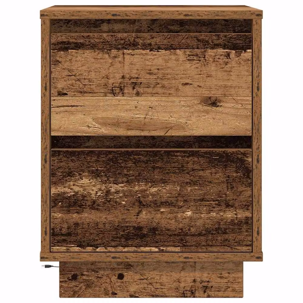 Berkfield Home Durable Bedside Cabinet with Integrated LED Lights in Old Wood, W/D/H: 38 x 34 x 50 cm – 5
