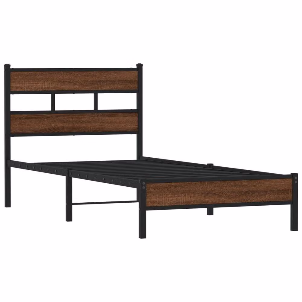 Berkfield Home Single Bed Frame in Brown Oak, W/D/H: 90 x 190 cm – 3