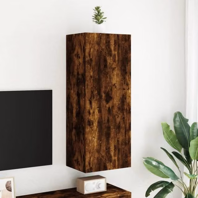 Berkfield Home Modern Wall Mounted TV Cabinet in Smoked Oak Brown, W/D/H: 40.5 x 30 x 102 cm – 1