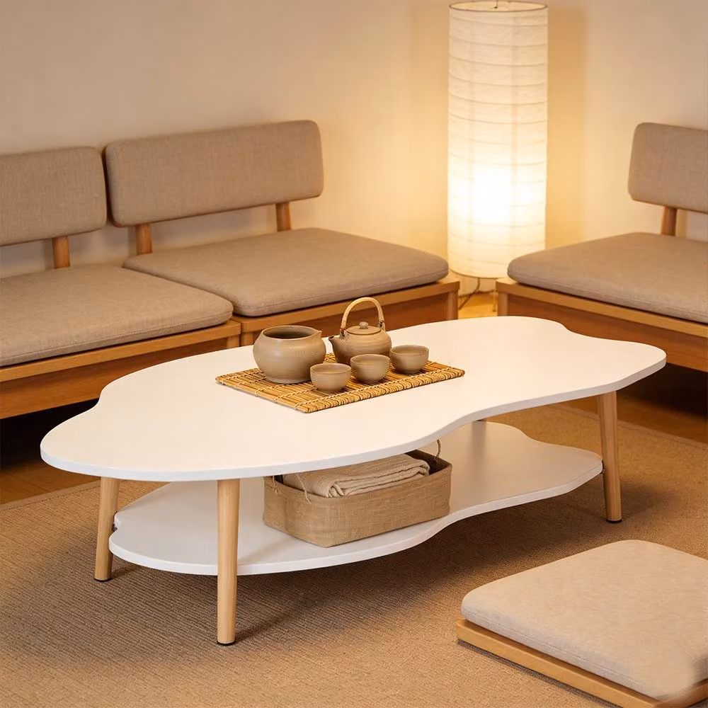 Ventryn Modern 2-Layer Cloud Coffee Table in White – 2