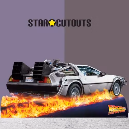 Star Cutouts SC1574 DeLorean Time Machine Cardboard Cutout, Silver Movie Party Decoration and Event Prop, H 195 cm x W 90 cm – 3