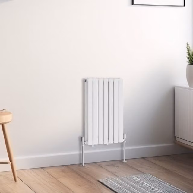 Right Radiators Oval Double Panel Horizontal Radiator, White, Height: 60 cm, Width: 41.3 cm