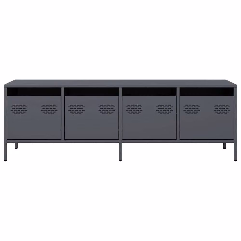Berkfield Home Anthracite TV Cabinet in Matt Charcoal Metal, W/D/H: 135 x 39 x 43.5 cm – 4