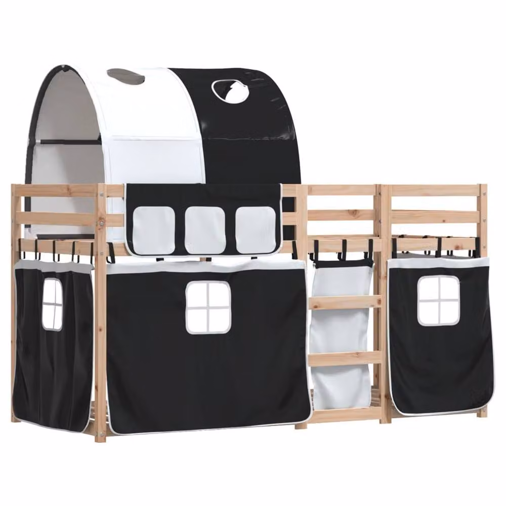Berkfield Home Solid Wood Pine Bunk Bed in White and Black, W: 80 cm, L: 200 cm – 3