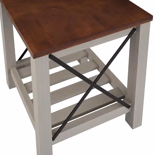Mercers Furniture Cottage Pine Lamp Table with Storage Shelf in Grey, W/D/H: 50 x 50 x 60 cm – 3