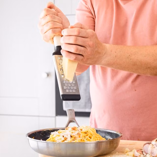 KitchenAid Fine Rectangular Grater in White and Silver Stainless Steel with Non-Slip Base and Dishwasher Safe Design