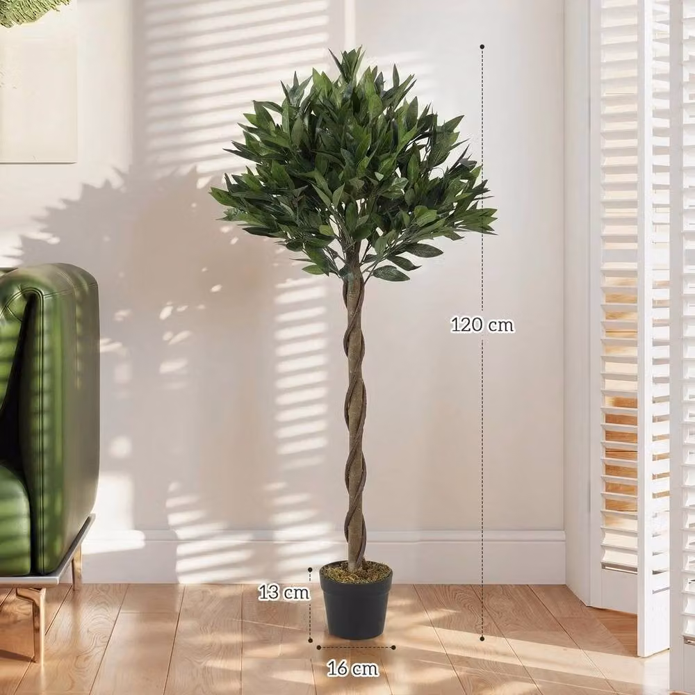 NESTLUNE Set of 2 Artificial Bay Laurel Topiary Trees with Twisted Trunk in Green – 4