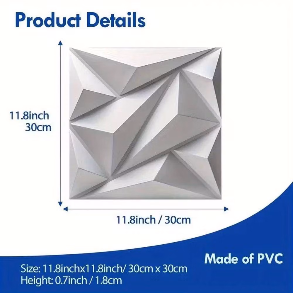 NESTLUNE 20-Piece Geometric 3D Wall Panels, White PVC, W/D/H: 30 x 30 x 0.3 cm – 2
