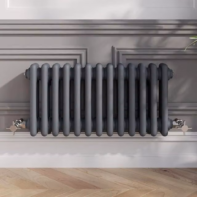 Temprazo Traditional Colosseum Double Bar Column Radiator in Anthracite Grey, H 119 cm x W 30 cm x D 10 cm